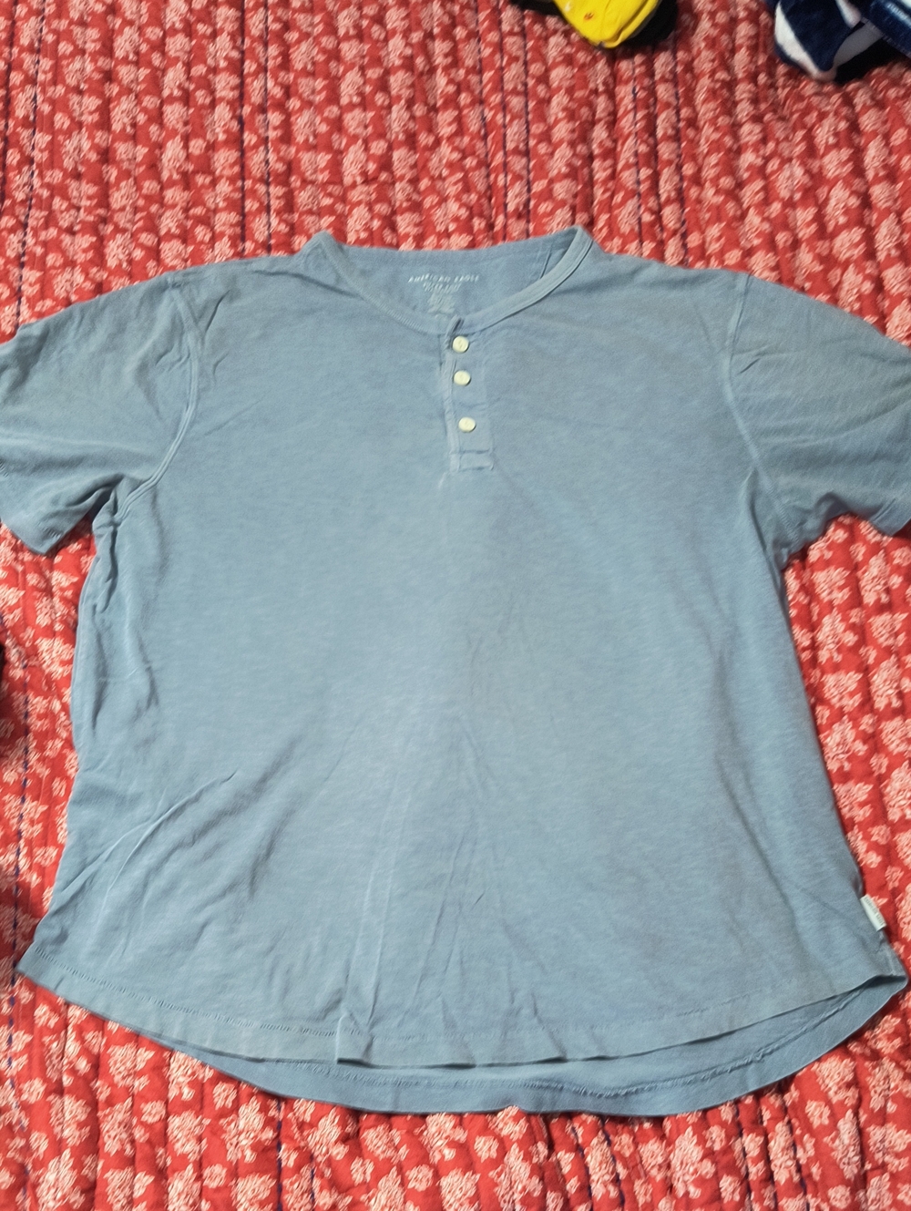 American Eagle Outfitters Light Blue Short-Sleeve Henley